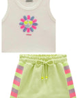 Conjunto de Regata em Canelado Liz e Short Saia em Moletom sem Pelúcia 98379 Infanti Infantil Menina