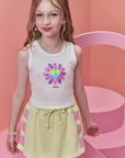 Conjunto de Regata em Canelado Liz e Short Saia em Moletom sem Pelúcia 98379 Infanti Infantil Menina