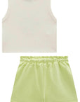 Conjunto de Regata em Canelado Liz e Short Saia em Moletom sem Pelúcia 98379 Infanti Infantil Menina