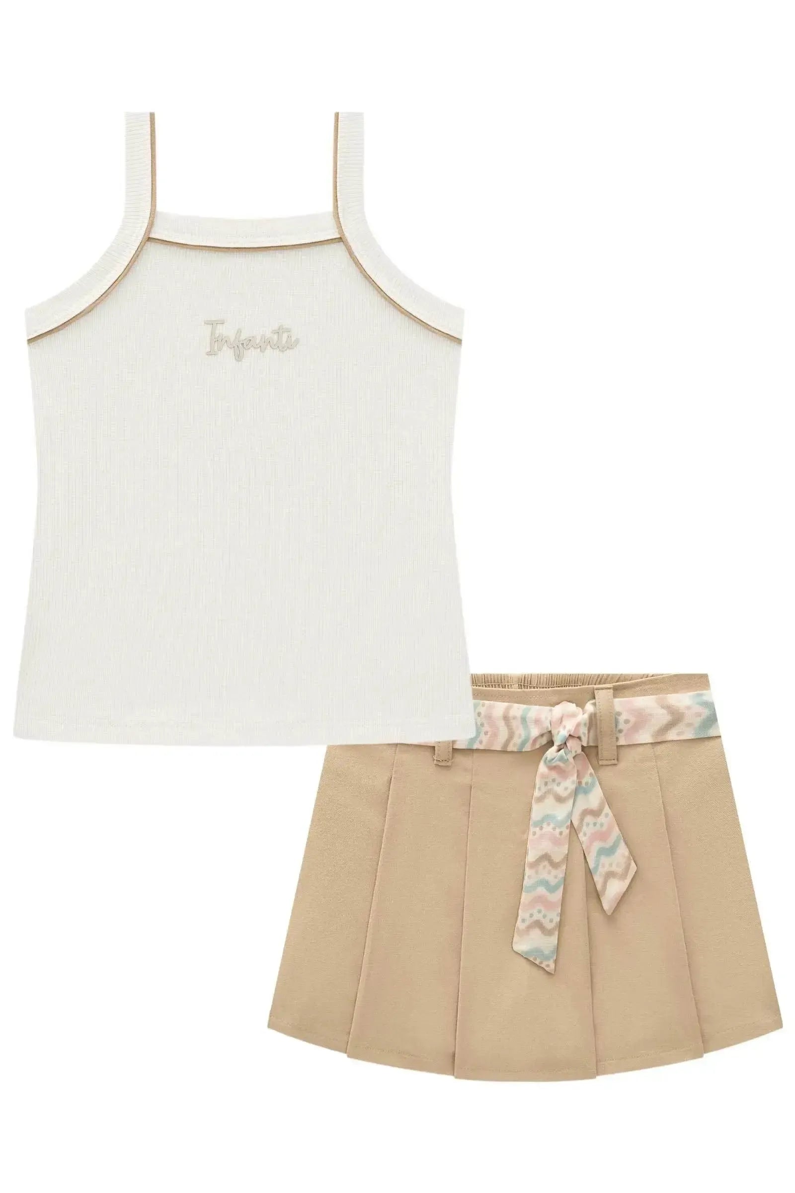 Conjunto de Regata em Canelado Liz e Short Saia em Sarja com Elastano 97047 Infanti Infantil Menina