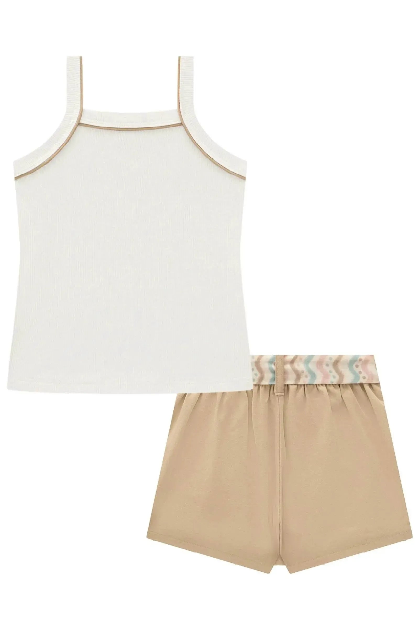 Conjunto de Regata em Canelado Liz e Short Saia em Sarja com Elastano 97047 Infanti Infantil Menina