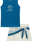 Conjunto de Regata em Canelado Liz e Short Saia em Sarja com Elastano 98920 Infanti Infantil Menina
