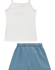 Conjunto de Regata em Canelado Liz e Shorts em Jeans com Elastano 95563 Infanti Infantil Menina