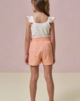 Conjunto de Regata em Canelado Liz e Shorts em Linho Bordado Corações 96652 Infanti Infantil Menina