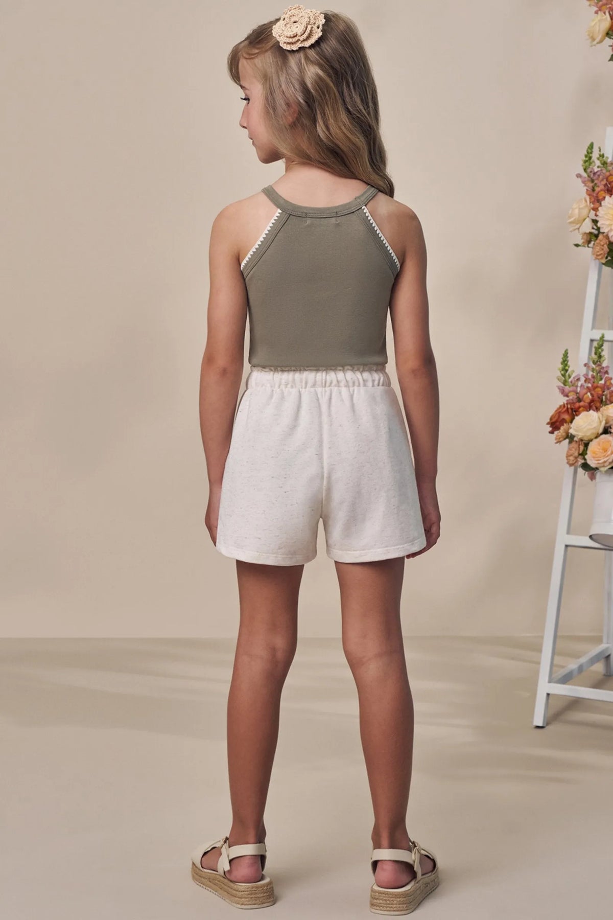 Conjunto de Regata em Cotton com Shorts em Moletom sem Pelúcia 99170 Infanti Infantil Menina
