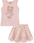 Conjunto de Regata em Malha Power e Saia em Tule Paetê (com Shorts Embutido) 96965 Infanti Infantil Menina