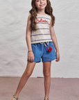 Conjunto de Regata em Meia Malha e Shorts em Jeans Wishita 98892 Infanti Infantil Menina