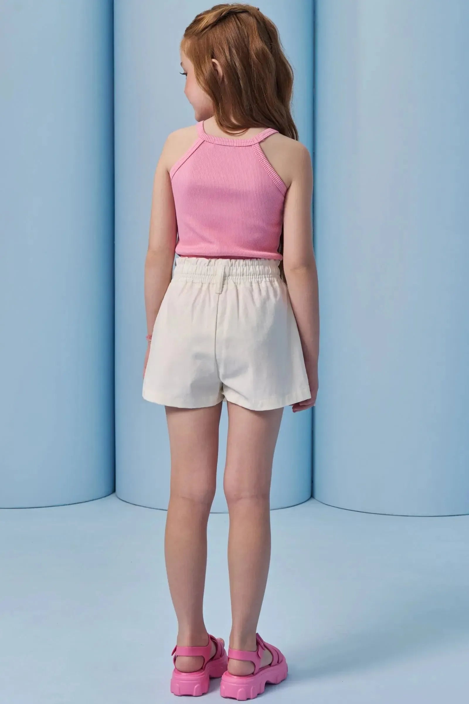 Conjunto de Regata em Soft Line e Shorts em Sarja com Elastano. Acompanha Presilha 95373 Infanti Infantil Menina