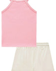 Conjunto de Regata em Soft Line e Shorts em Sarja com Elastano. Acompanha Presilha 95373 Infanti Infantil Menina