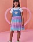 Conjunto de Vestido em Malha Power e Sobreposição em Jeans e Tule 97953 Infanti Infantil Menina