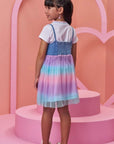 Conjunto de Vestido em Malha Power e Sobreposição em Jeans e Tule 97953 Infanti Infantil Menina
