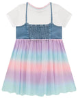 Conjunto de Vestido em Malha Power e Sobreposição em Jeans e Tule 97953 Infanti Infantil Menina