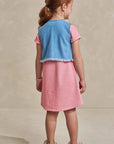Conjunto de Vestido em Malha Soft e Colete em Jeans Askansas 93573 Infanti Infantil Menina