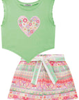 Conjunto em Blusa Boxy em Canelado Maui com Shorts em Tecido Sarjado 76200 Infanti