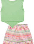 Conjunto em Blusa Boxy em Canelado Maui com Shorts em Tecido Sarjado 76200 Infanti