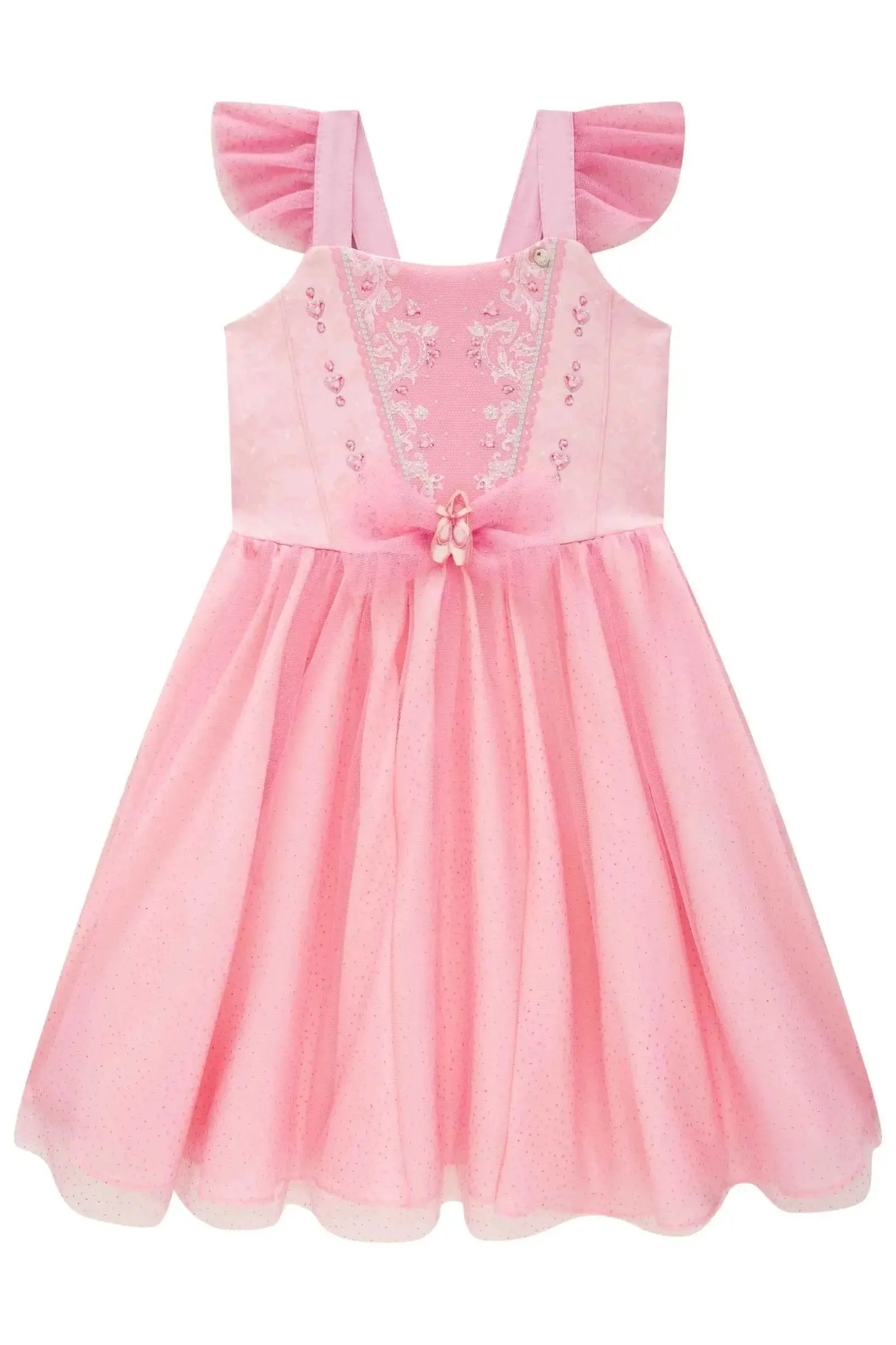 Fantasia de Bailarina em Fly Tech e Tule Glitter 85752 Infanti Infantil Menina