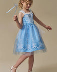 Fantasia de Princesa Do Gelo em Fly Tech e Organza Brilho. Acompanha Varinha 97390 Infanti Infantil Menina