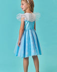 Fantasia de Princesa Do Gelo em Fly Tech e Tule Glitter. Acompanha Tiara 85751 Infanti Infantil Menina