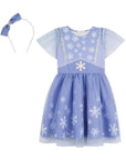 Fantasia de Princesa Do Gelo (Vestido em Malha UV e Tule Brilho - Acompanha Arco) 85886 Kukiê Infantil Menina