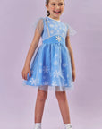 Fantasia de Princesa Do Gelo (Vestido em Malha UV e Tule Brilho - Acompanha Arco) 85886 Kukiê Infantil Menina