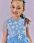 Fantasia de Princesa Do Gelo (Vestido em Malha UV e Tule Brilho - Acompanha Arco) 85886 Kukiê Infantil Menina