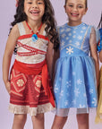 Fantasia de Princesa Do Gelo (Vestido em Malha UV e Tule Brilho - Acompanha Arco) 85886 Kukiê Infantil Menina