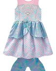 Fantasia de Sereia em Fly Tech e Nylon Holográfico 97401 Infanti Infantil Menina