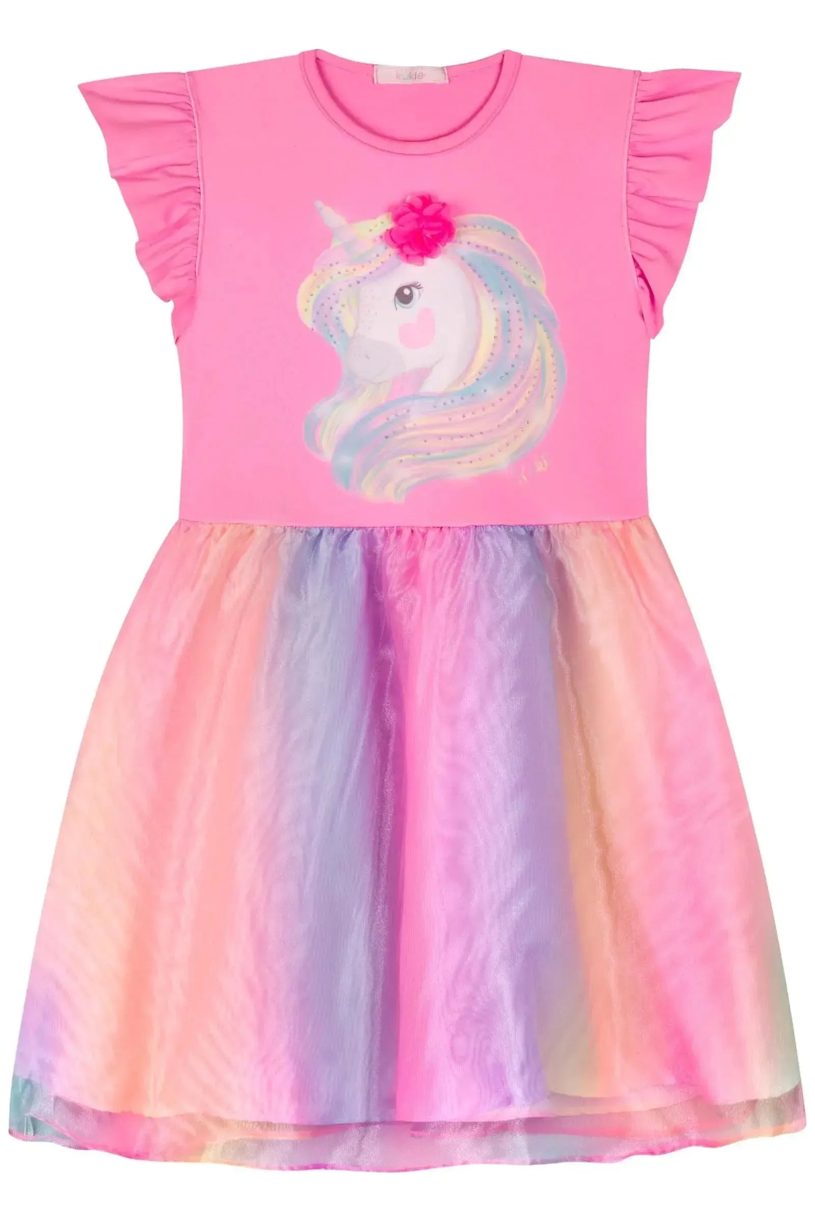 Fantasia de Unicórnio (Vestio em Malha UV Nylon e Organza) 85885 Kukiê Infantil Menina