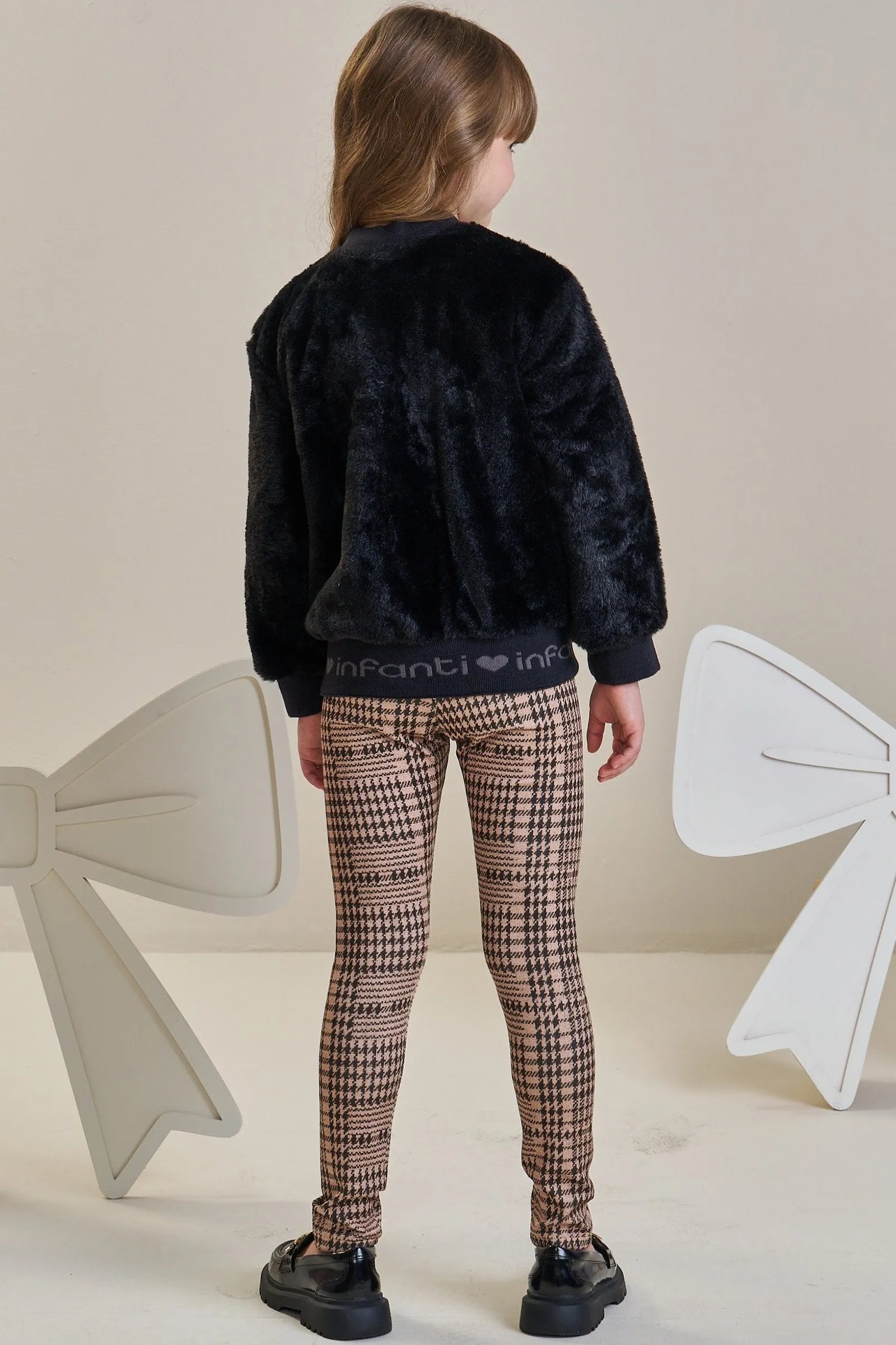 Jaqueta Bomber em Pelo Liso 89765 Infanti Infantil Menina