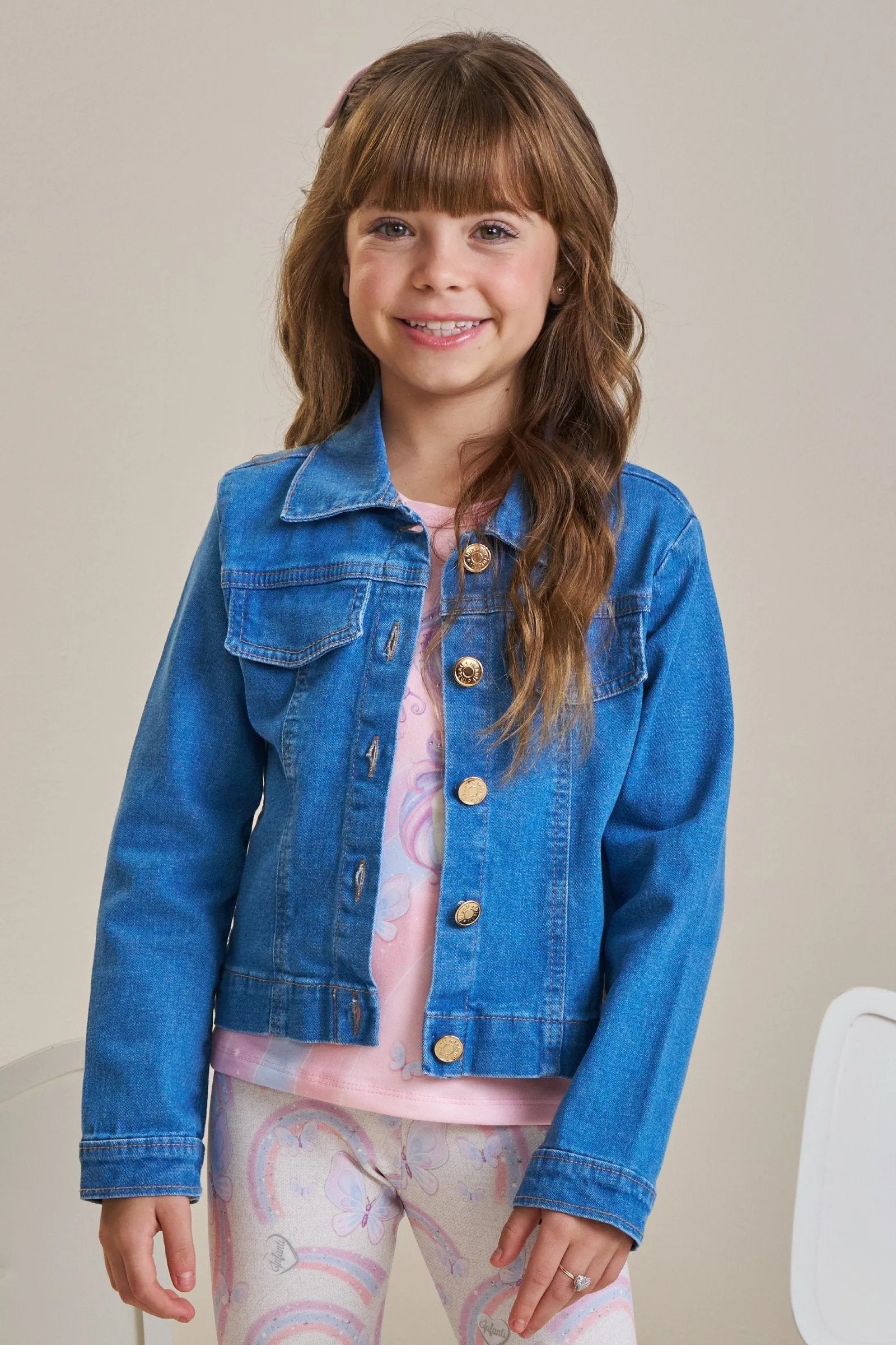 Jaqueta Boxy em Jeans com Elastano 90807 Infanti Infantil Menina