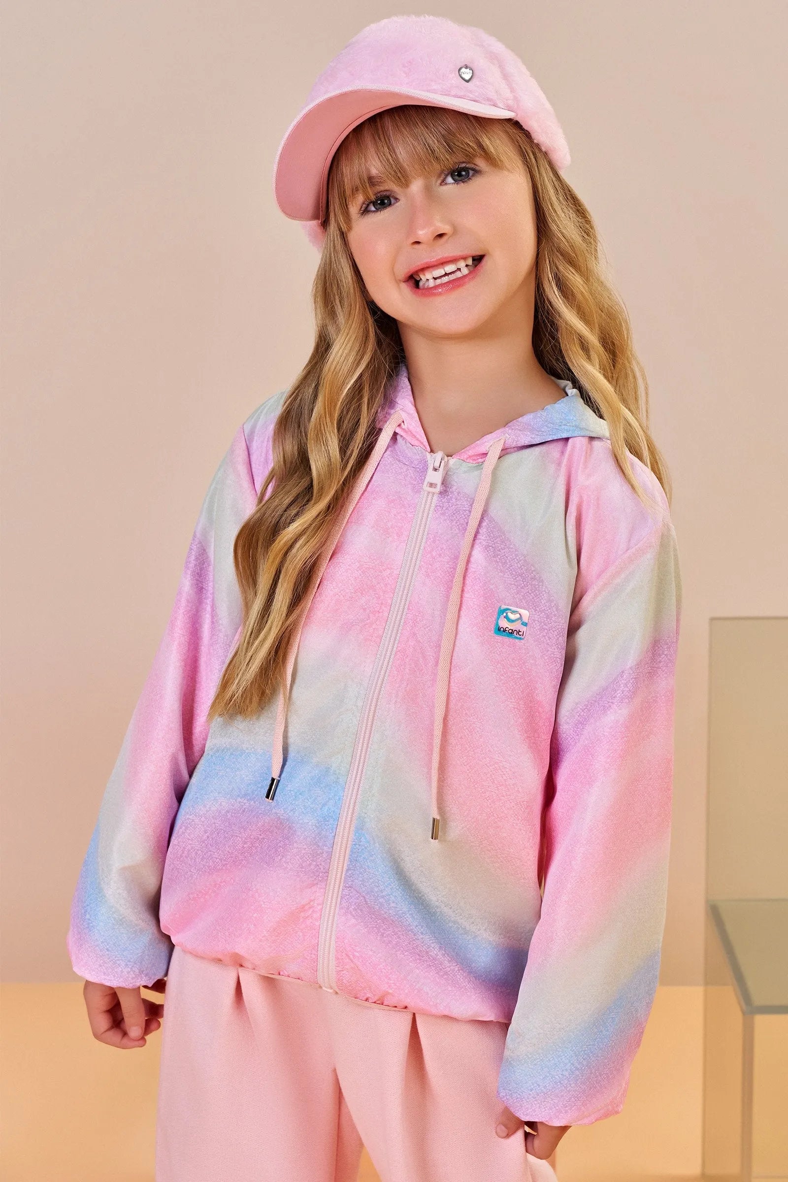 Jaqueta Corta Vento em Nylon 89668 Infanti Infantil Menina