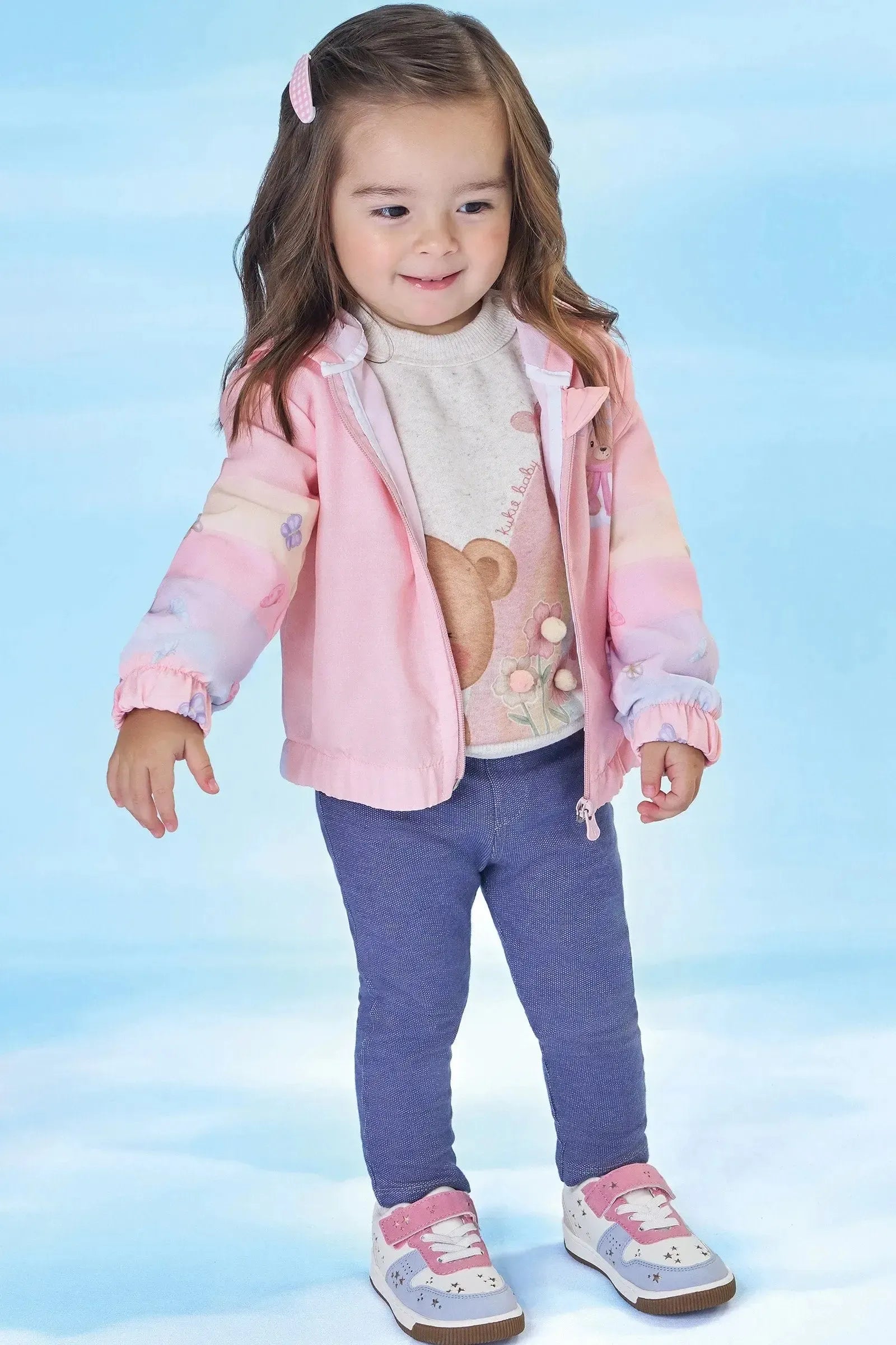 Jaqueta Corta Vento em Nylon Ergonomic com Elastano 90878 Kukiê Bebê Menina