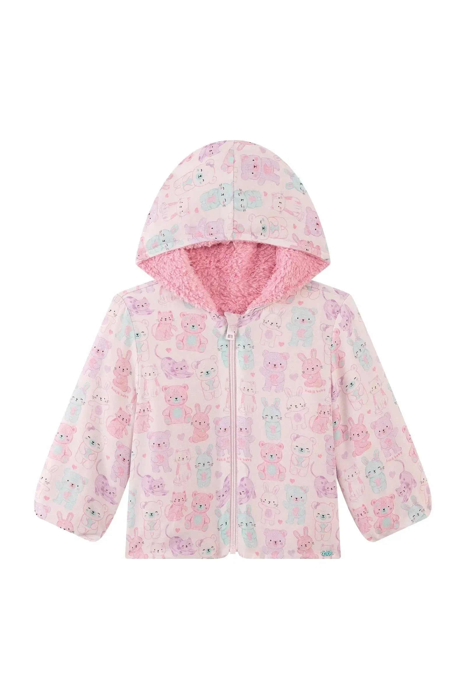Jaqueta Dupla Face em Nylon Ergonomic e Forro em Pêlo Carneirinho 90889 Kukiê Bebê Menina