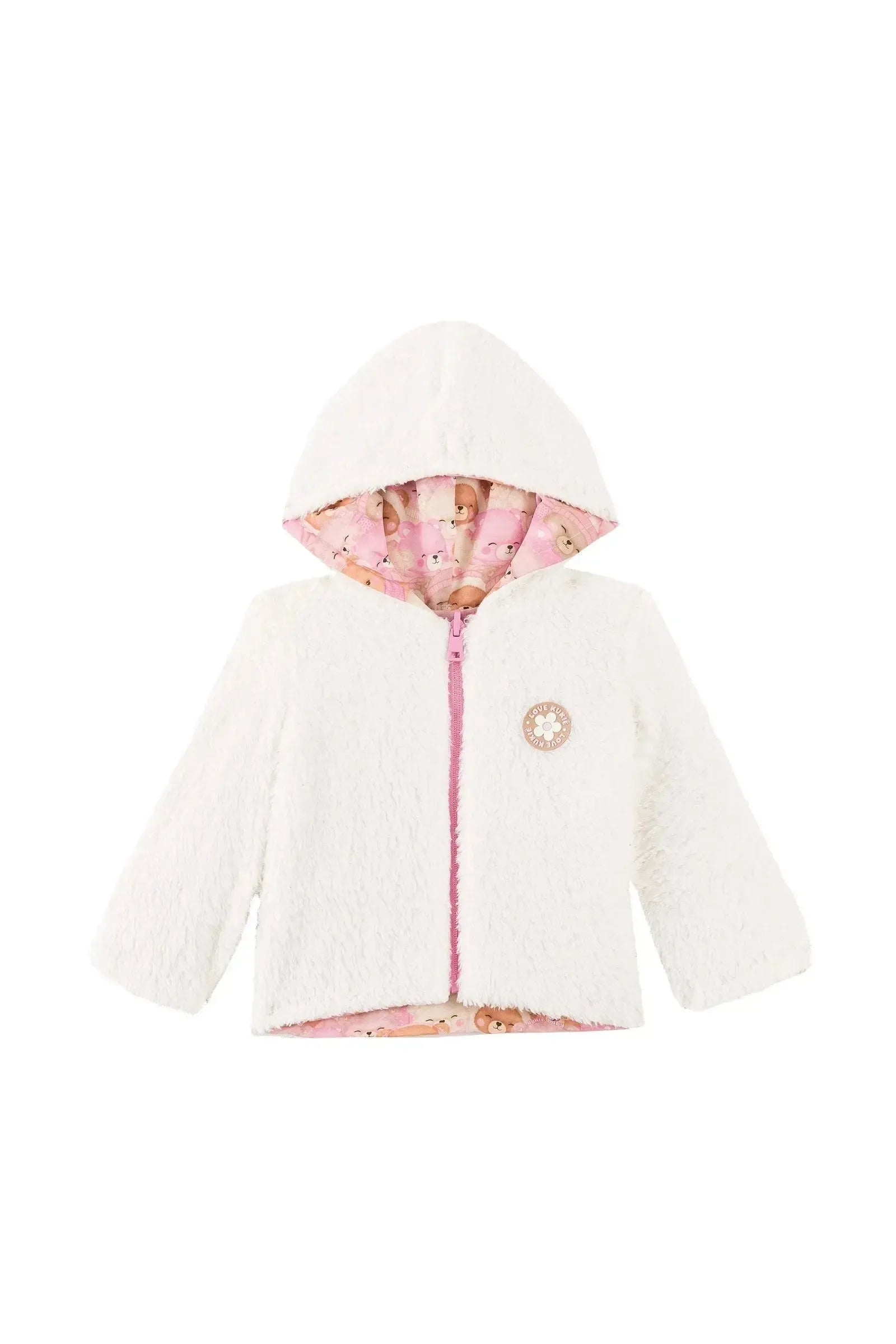 Jaqueta Dupla Face Reversível em Nylon Ergonomic e Forro em Pêlo Carneirinho 90888 Kukiê Bebê Menina