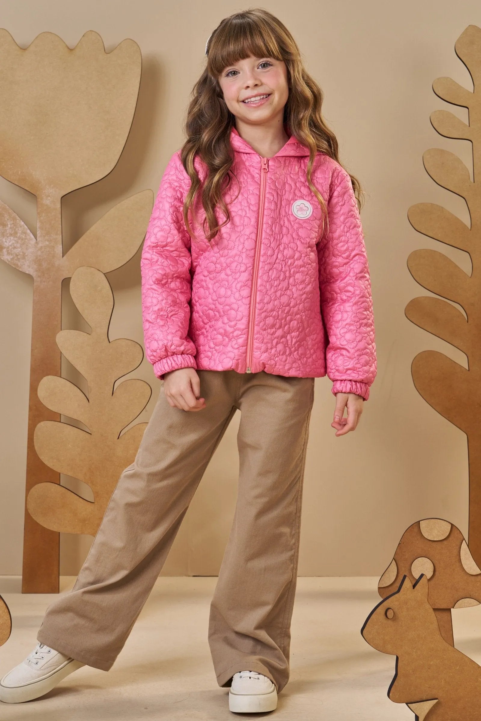 Jaqueta em Matelassê Flores 90927 Infanti Infantil Menina