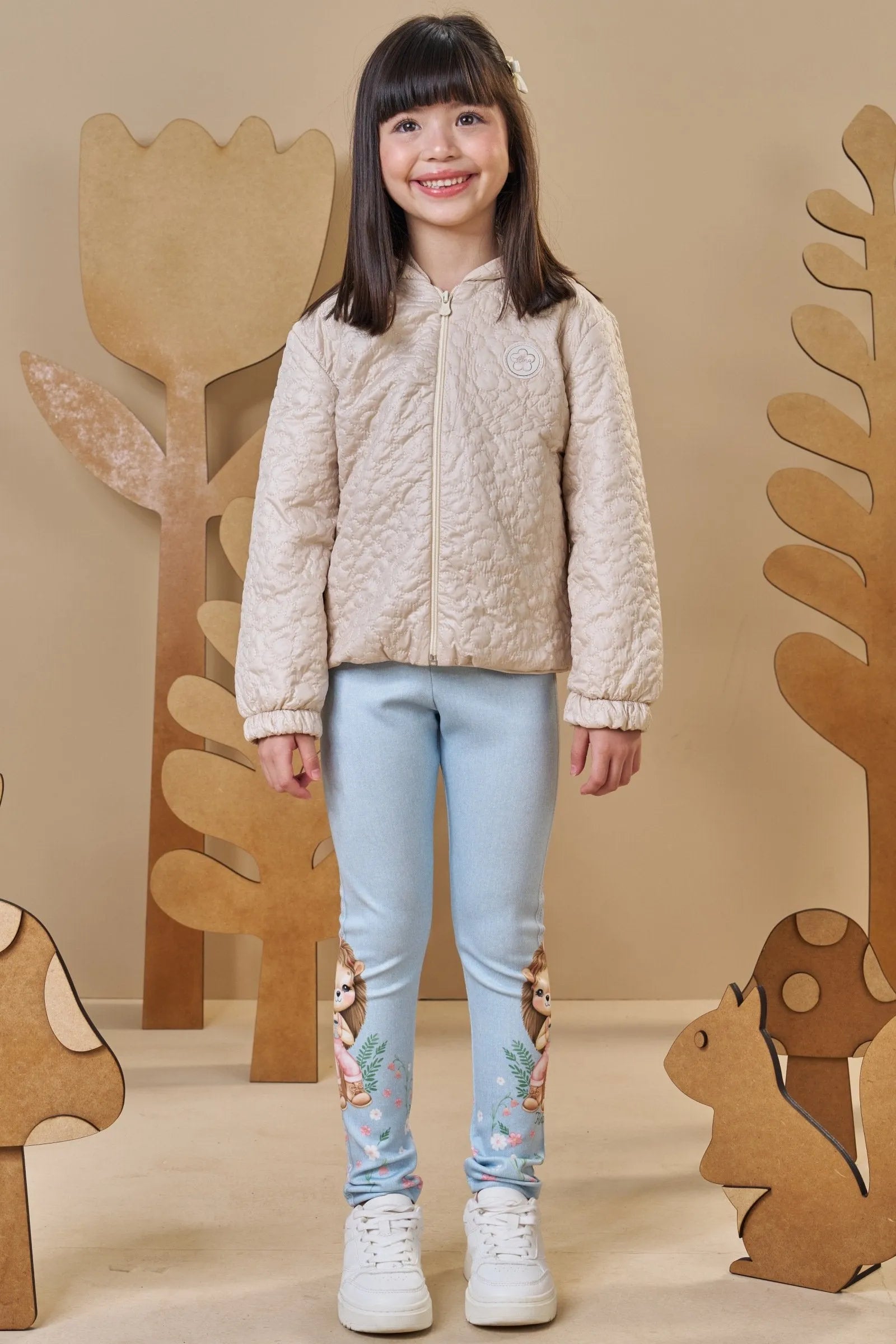 Jaqueta em Matelassê Flores 90931 Infanti Infantil Menina