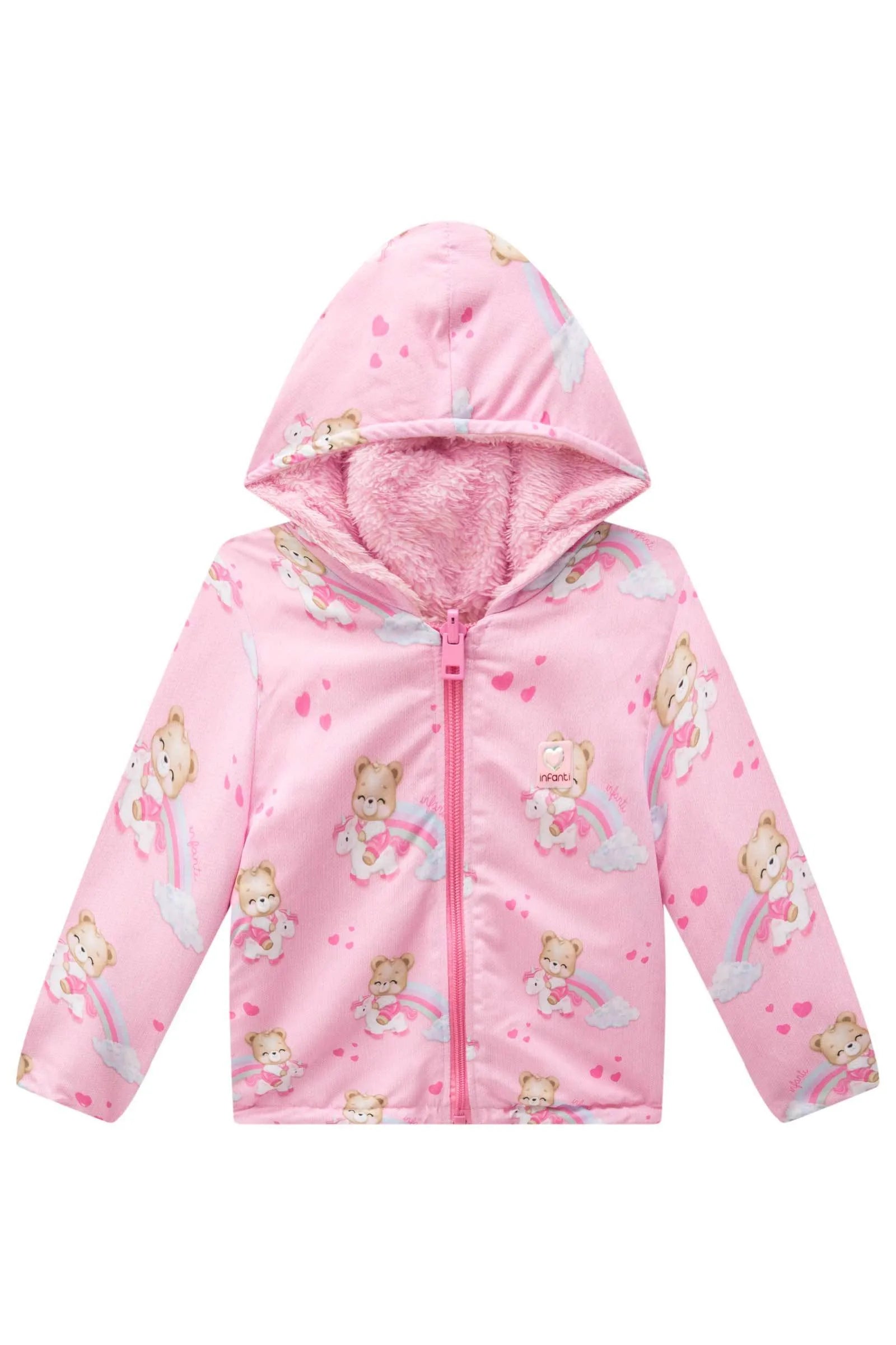 Jaqueta Reversível em Nylon e Pelo Carneirinho Dublado 89813 Infanti Bebê Menina