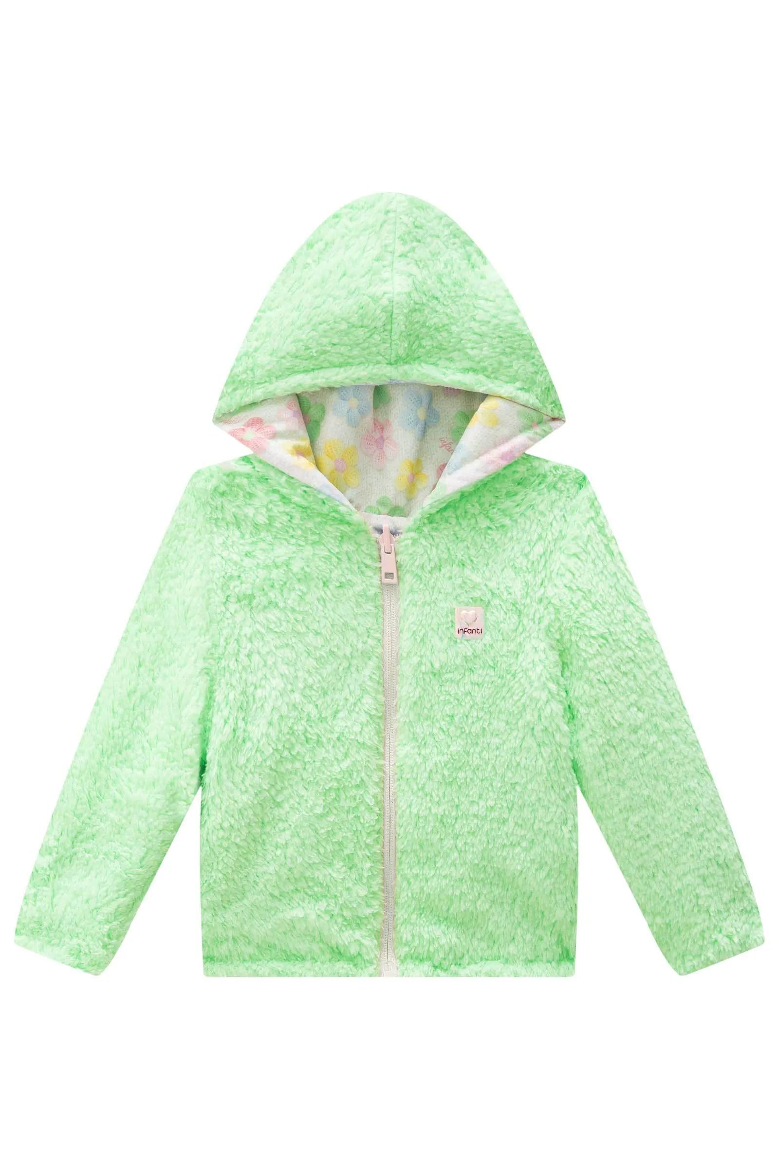 Jaqueta Reversível em Nylon e Pelo Carneirinho Dublado 91098 Infanti Bebê Menina