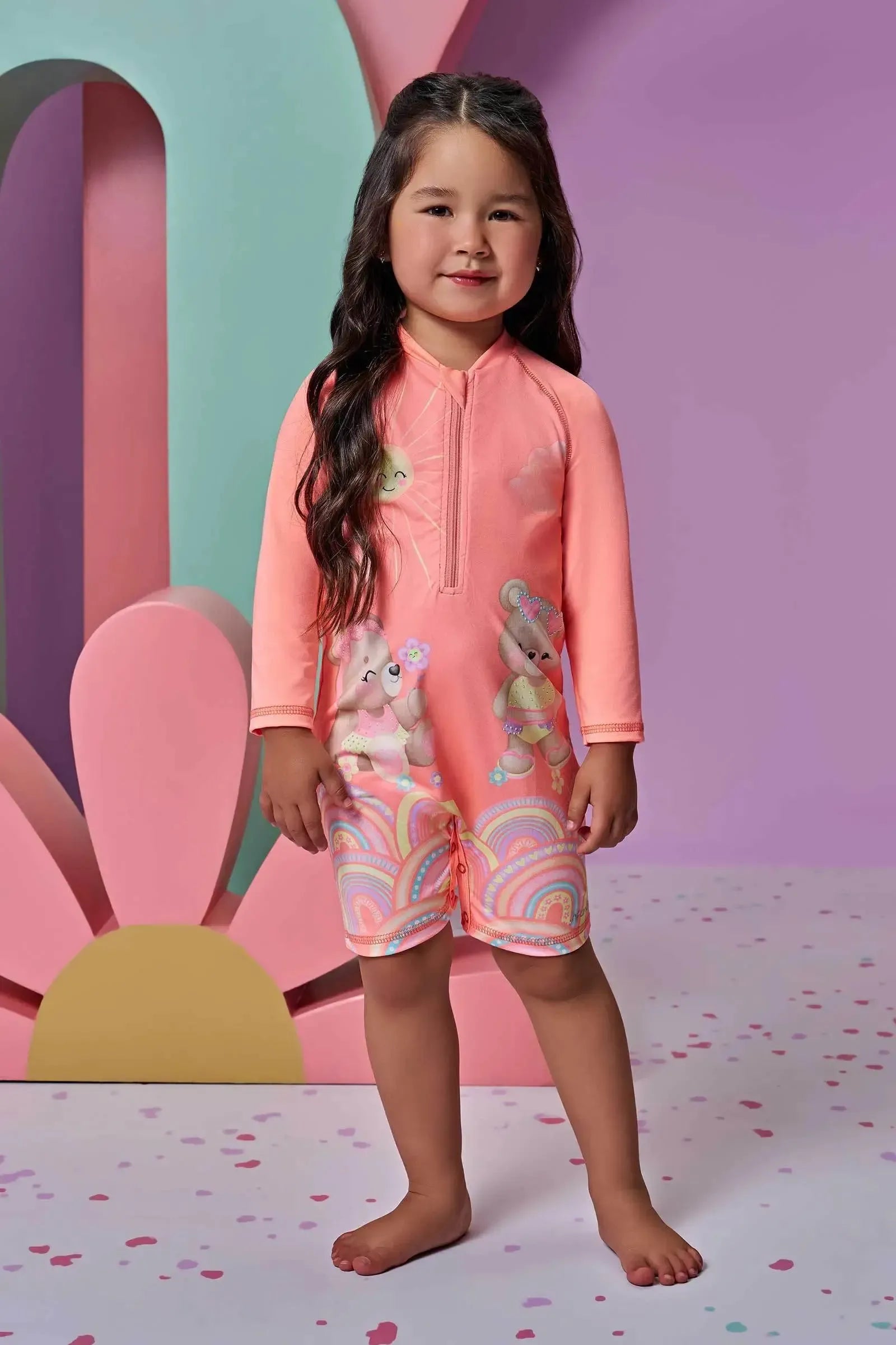 Macacão em Malha UV Dry com Proteção UV 50+ 93213 Infanti Bebê Menina