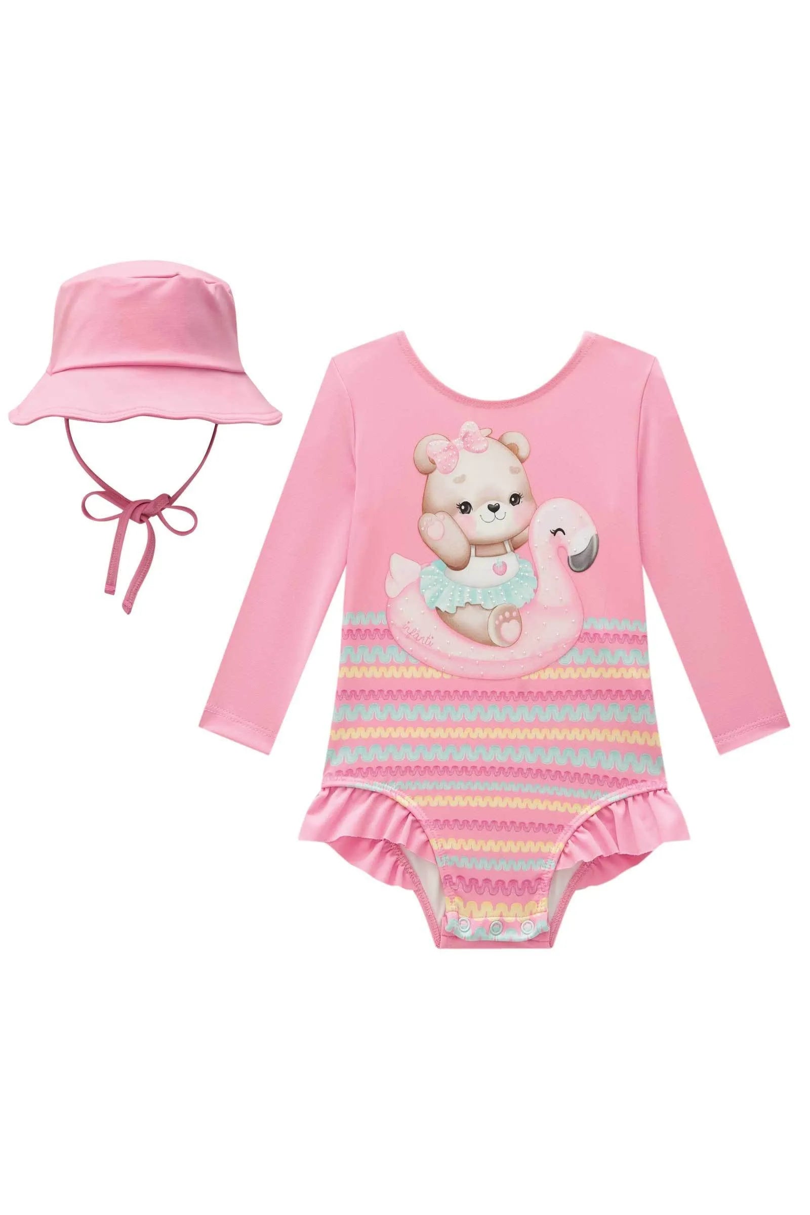 Maiô com Chapéu em Malha Uv Dry com Proteção Uv 50+ 84809 Infanti Bebê Menina