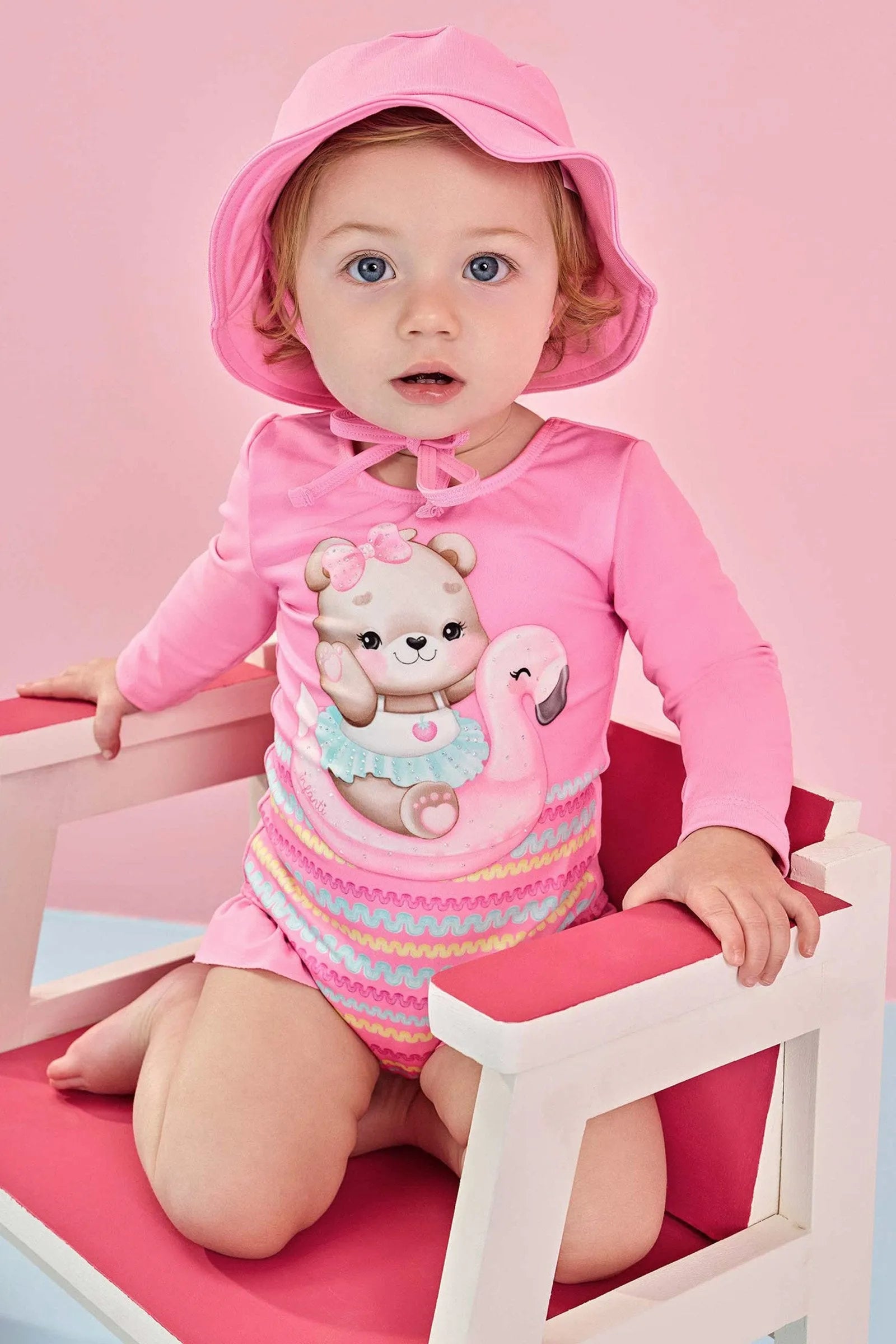 Maiô com Chapéu em Malha Uv Dry com Proteção Uv 50+ 84809 Infanti Bebê Menina