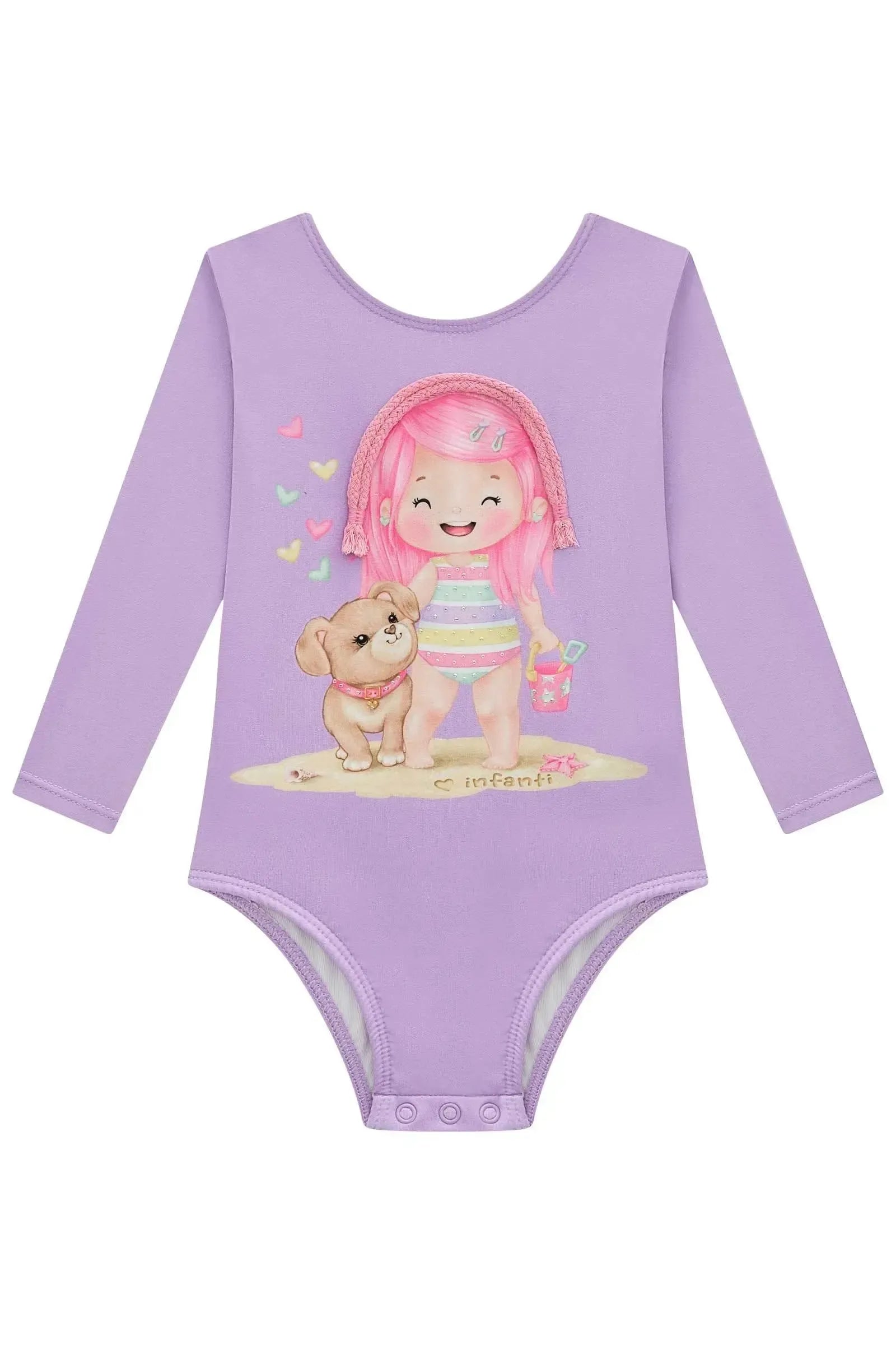Maiô em Malha UV Dry com Proteção UV 50+ 95593 Infanti Bebê Menina