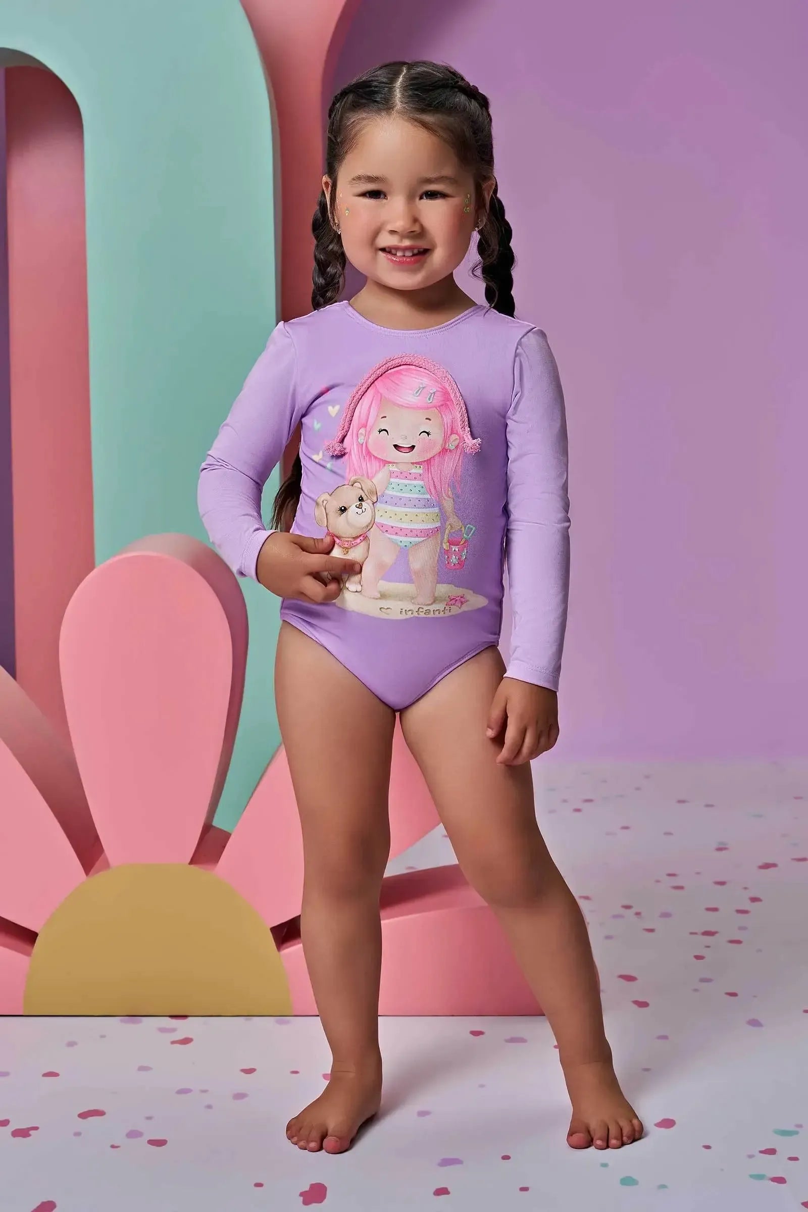Maiô em Malha UV Dry com Proteção UV 50+ 95593 Infanti Bebê Menina