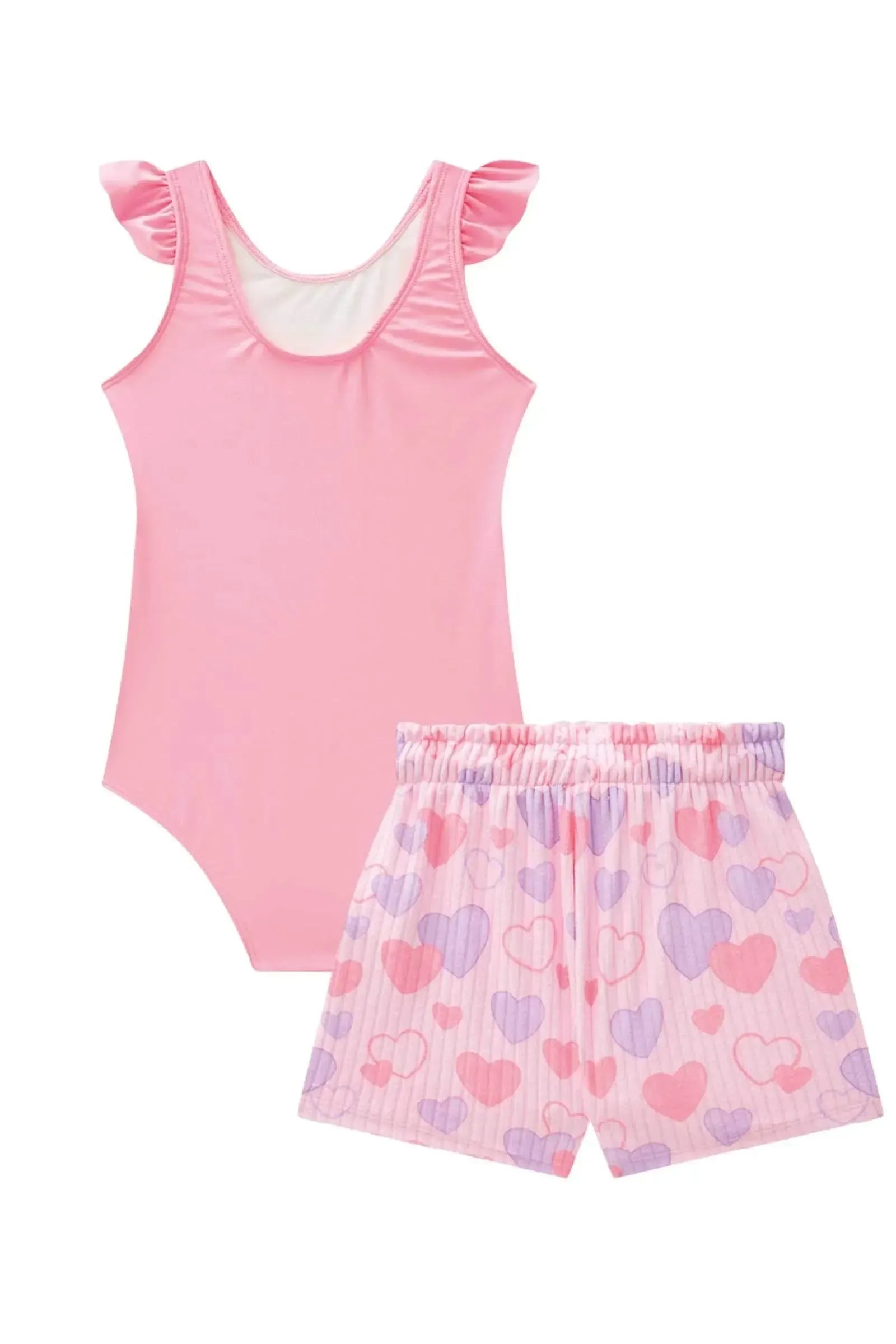 Maiô em Malha UV Dry com Proteção UV 50+ com Shorts em Malha Atoalhada 87793 Infanti Infantil Menina
