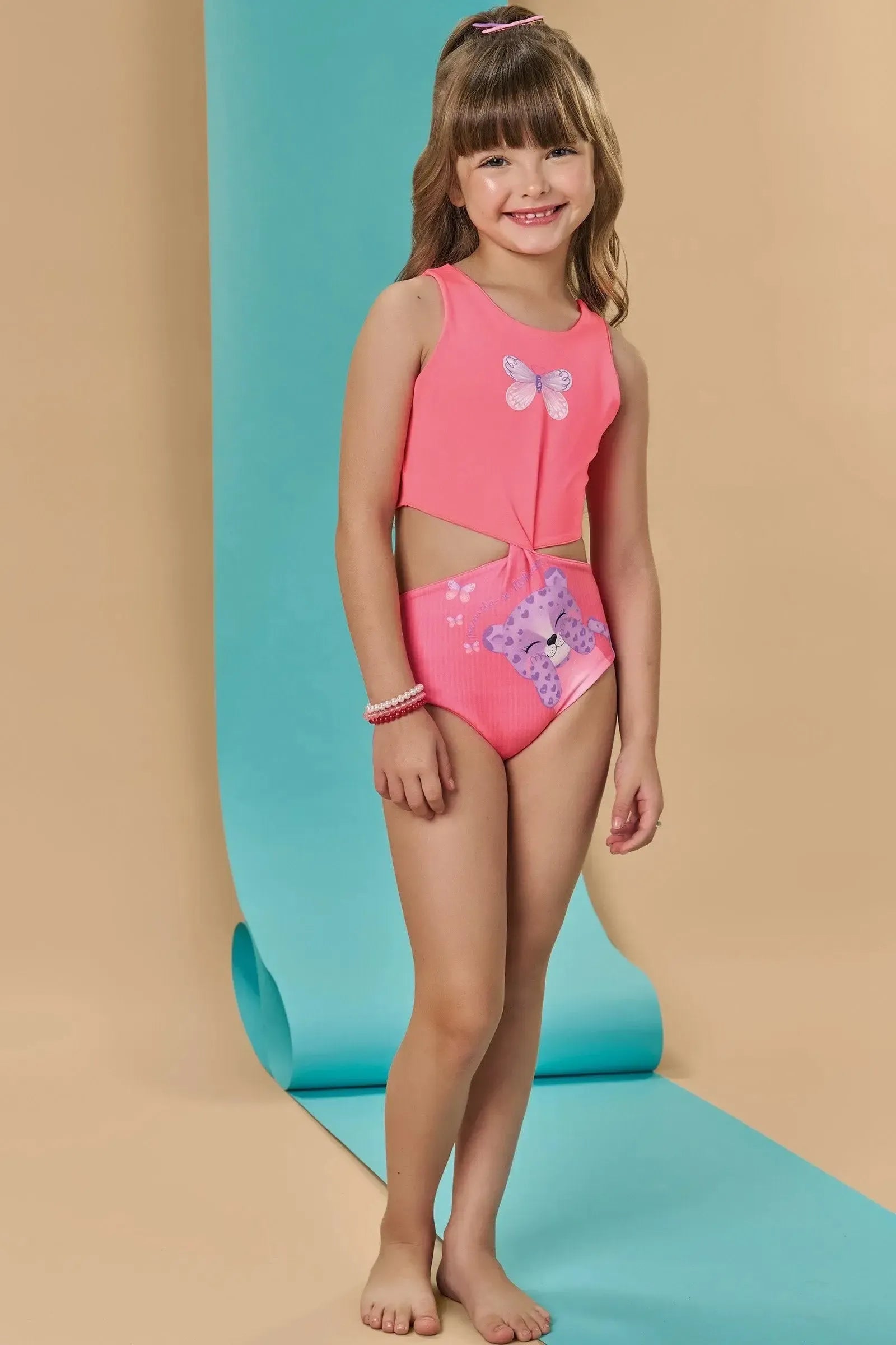 Maiô Reversível em Malha UV Dry com Proteção 50+ 88921 Infanti Infantil Menina