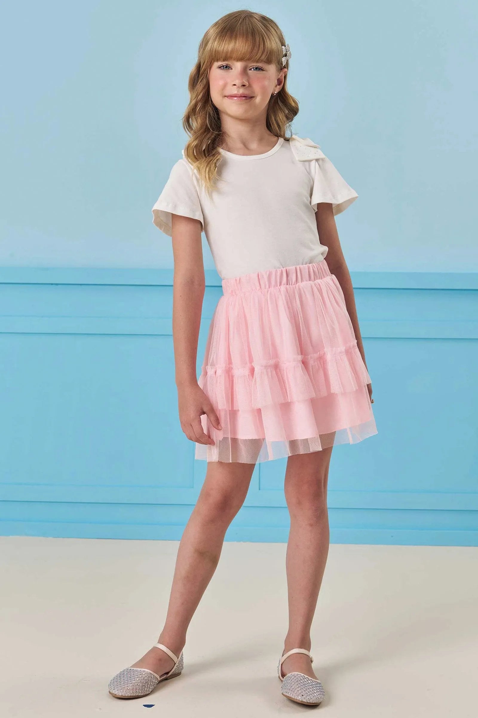 Saia em Tule. Com Shorts Embutido 83690 Infanti Infantil Menina