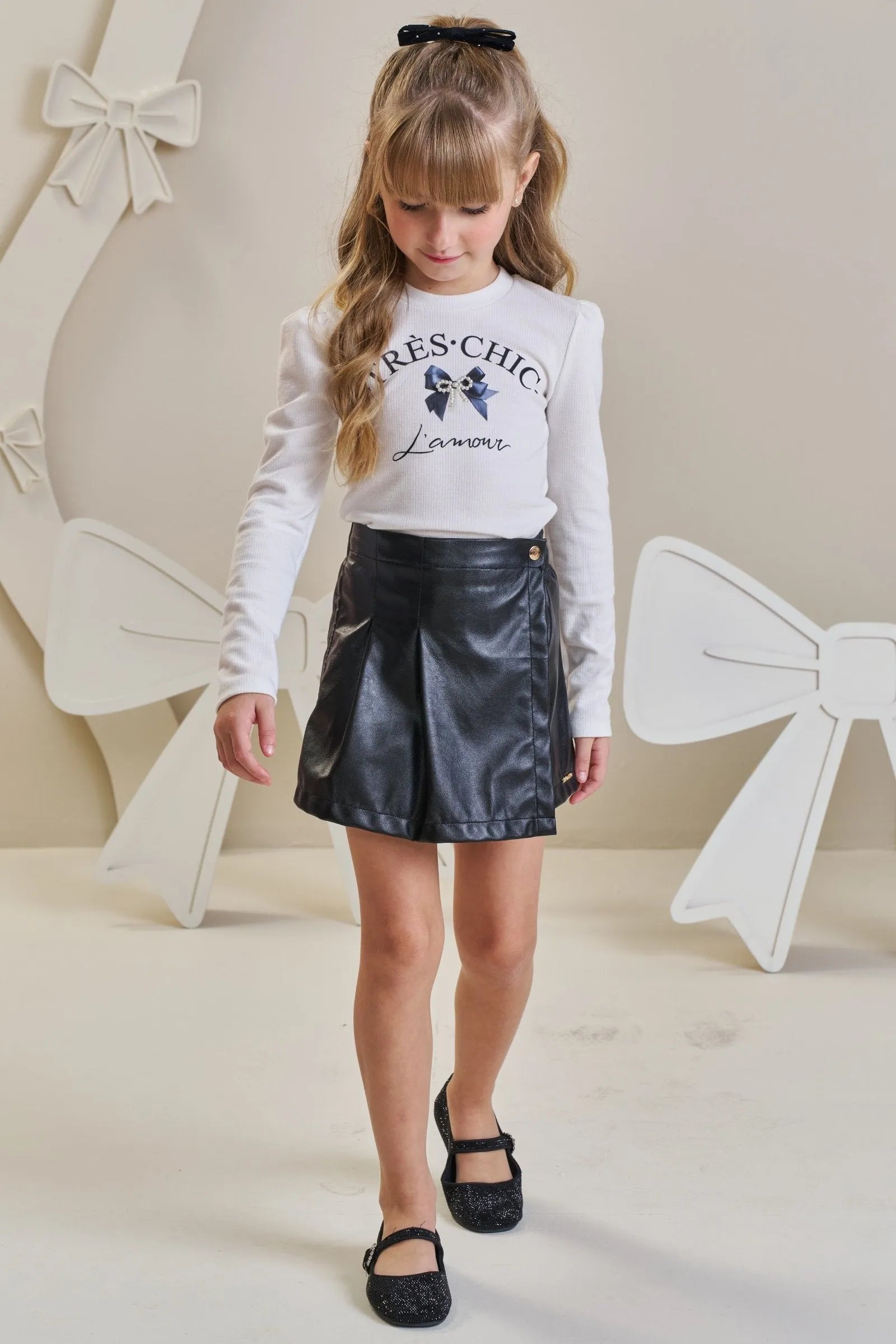 Short Saia em Couro Sintético 89442 Infanti Infantil Menina