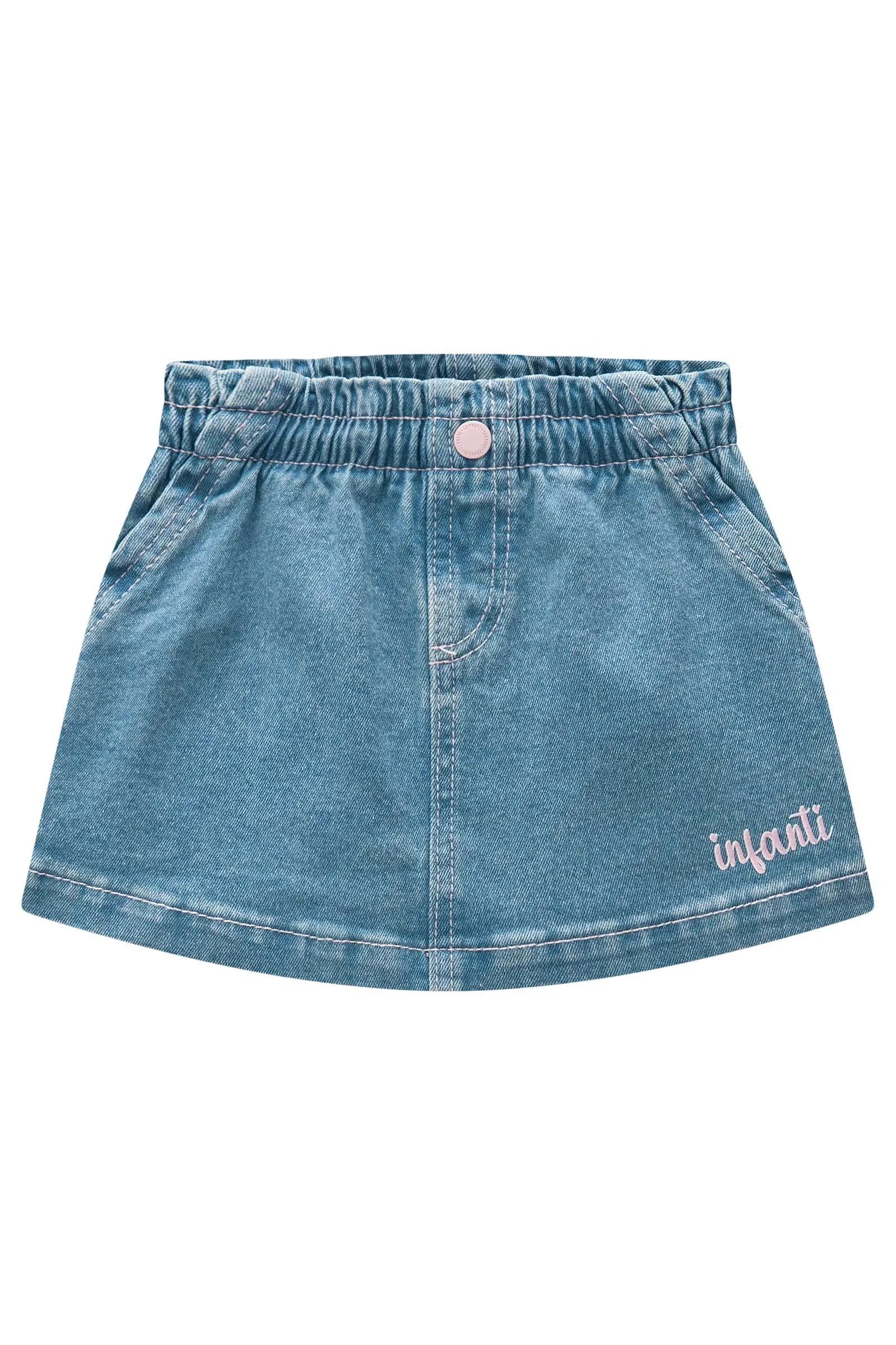 Short Saia em Jeans com Elastano 83663 Infanti Bebê Menina