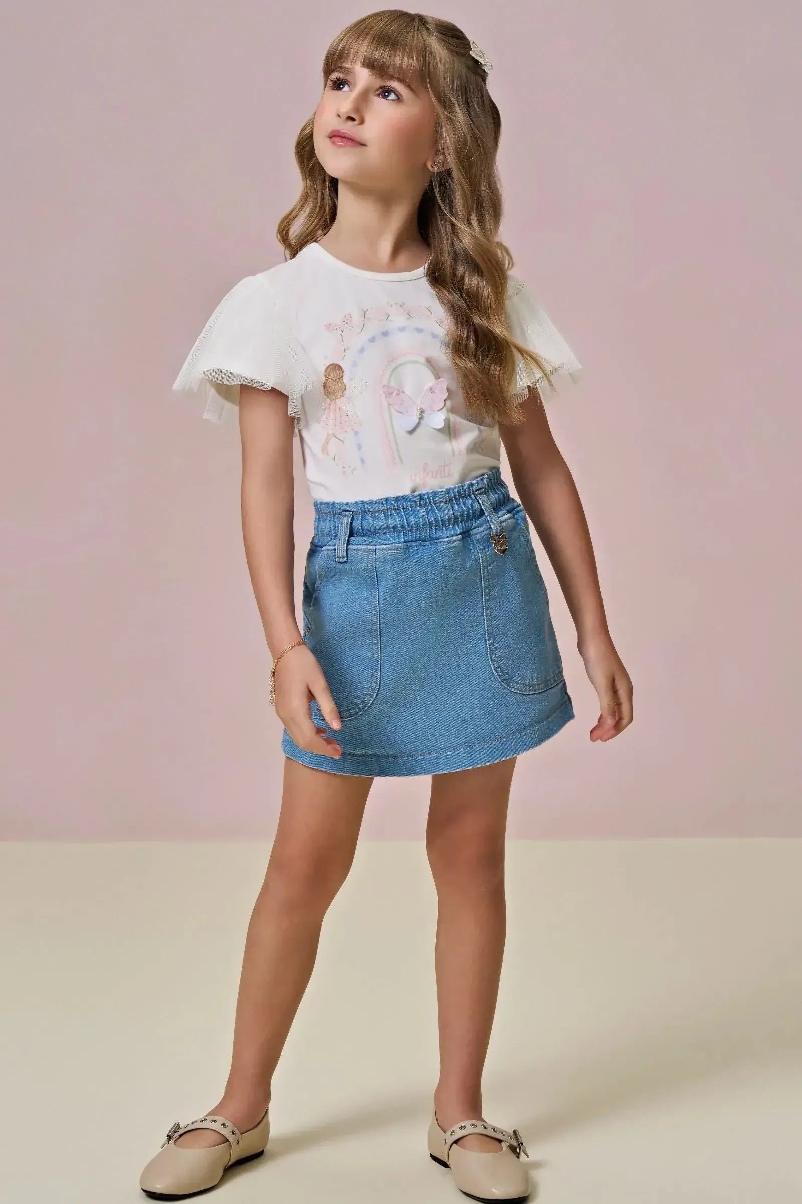 Short Saia em Jeans com Elastano 94639 Infanti Infantil Menina