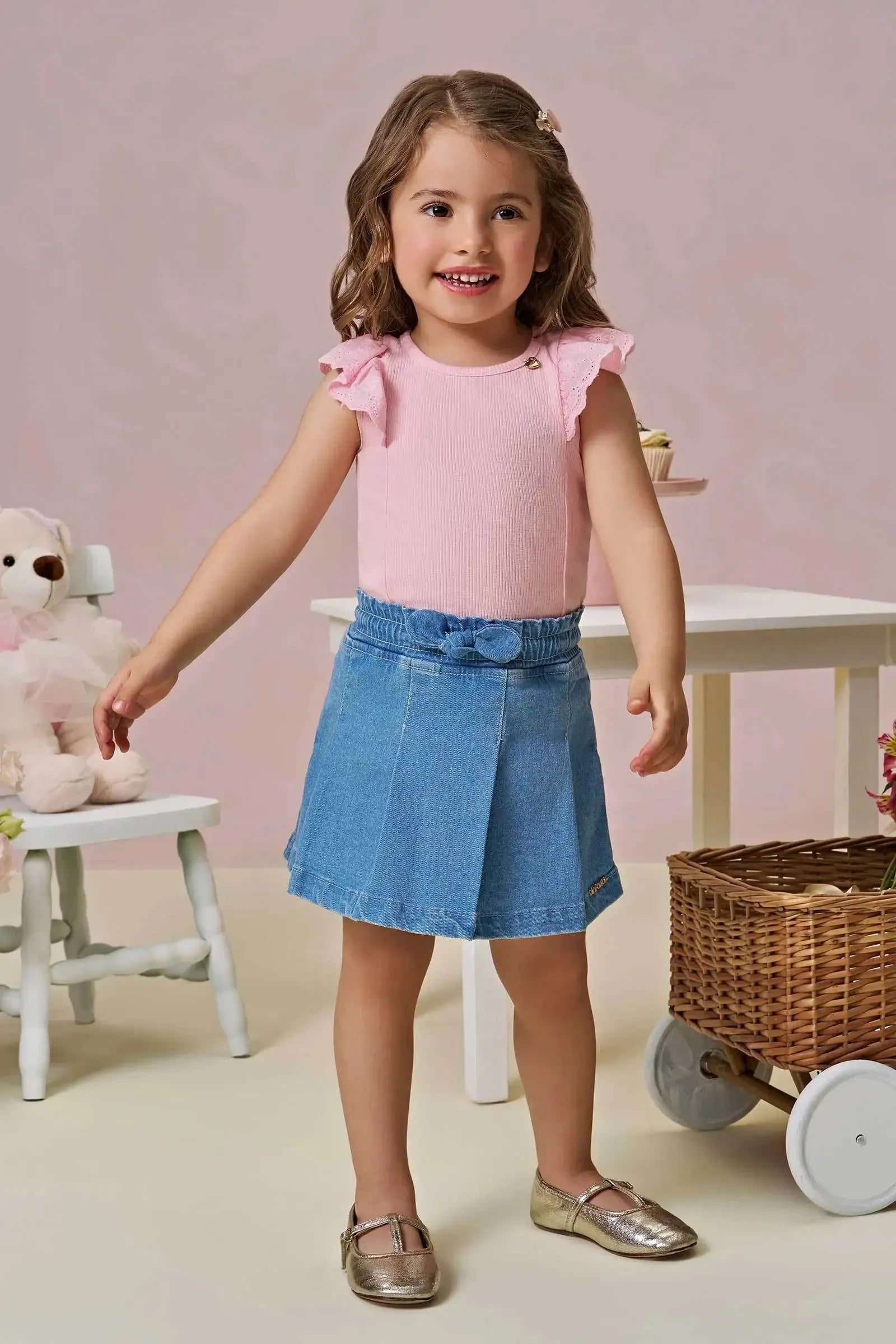 Short Saia em Jeans com Elastano 94940 Infanti Infantil Menina